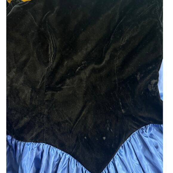 Vtg Jessica McClintock GUNNE SAX Black Velvet Blue Taffeta Party Dress Sz 5/6 - Picture 8 of 8